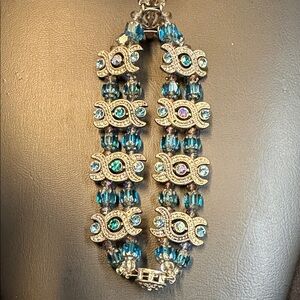 Elegant Silver and Blue Crystal Bracelet